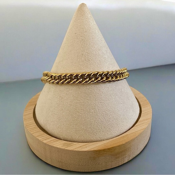 Other - Curb Stainless Steel 14k gold plated 9 inch long and 7mm width men’s bracelet